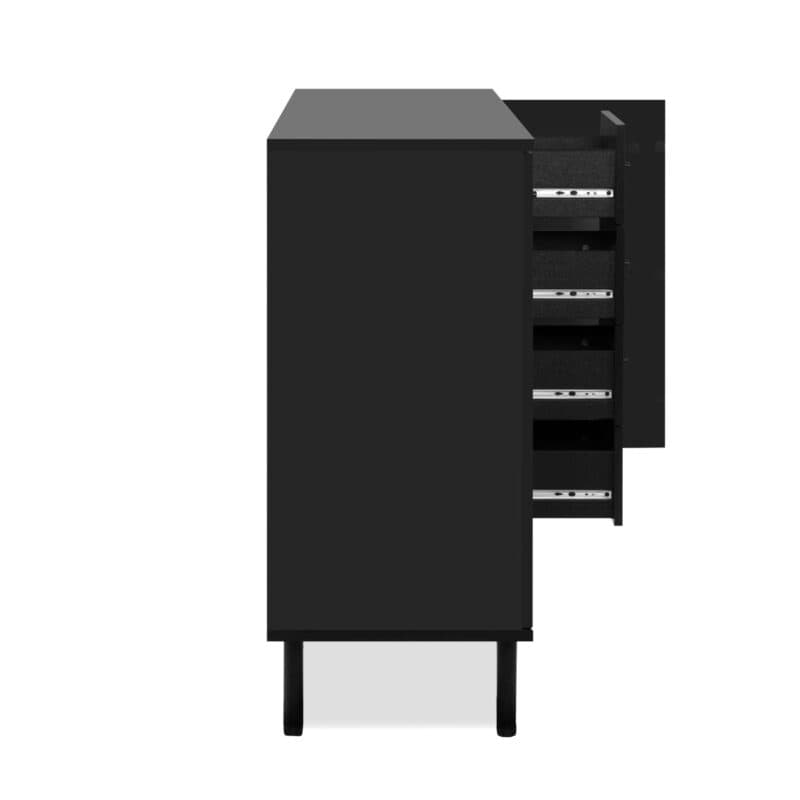 Liadomo Fonza Sideboard mit drei Türen und vier Schubkästen in Deko schwarz mit Lamellen in Eiche Artisan Nachbildung - Seite