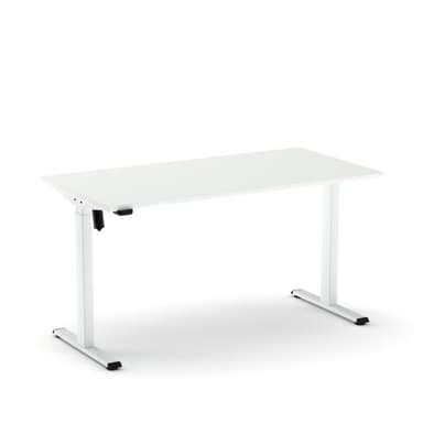 Nowy Styl eComo Desk RC Schreibtisch - höhenverstellbar - Platte Melamin BI wihte mit Metallgestell T-Fuß in pure white