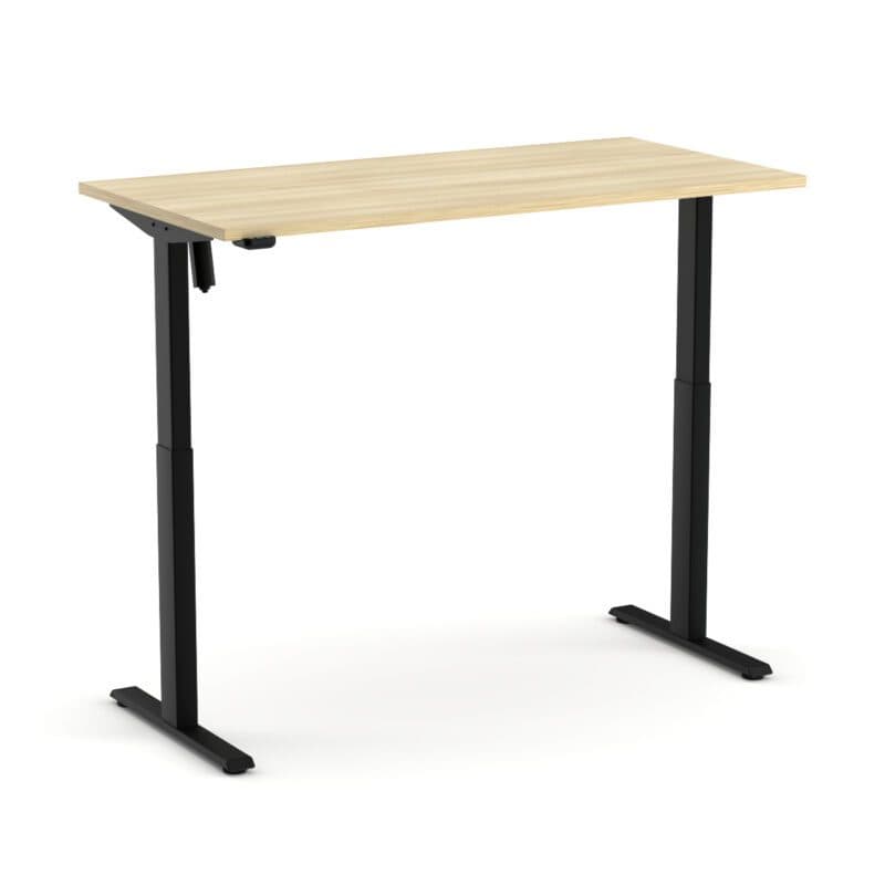 Nowy Styl eComo Desk RC Schreibtisch - höhenverstellbar - Platte Melamin NJ Acacia Light mit Metallgestell T-Fuß in Jet black - oben