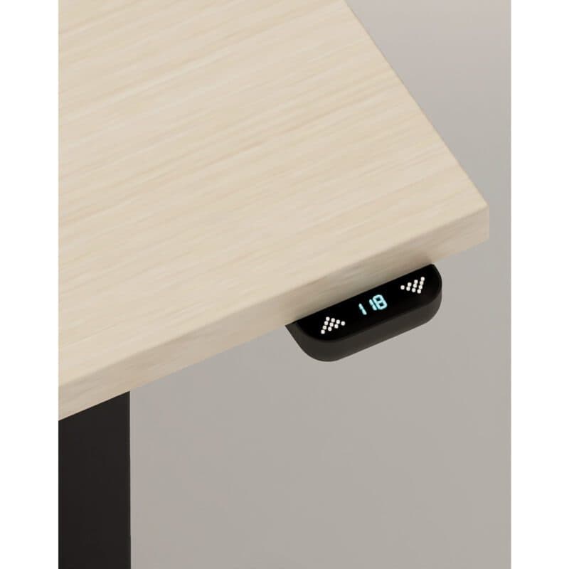 Nowy Styl eComo Desk RC Schreibtisch - höhenverstellbar - Platte Melamin NJ Acacia Light mit Metallgestell T-Fuß in Jet black - Handschalter