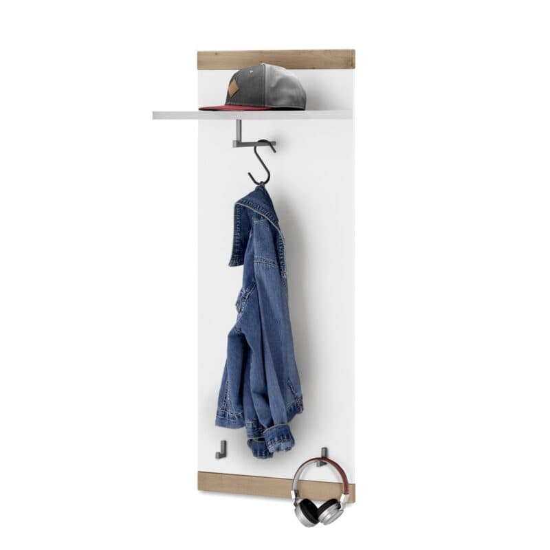 Set One by Musterring Lancaster-Dielen Hängepaneel Type 108 Ausführung A Weiß matt Absetzungen Eiche artisan Nachbildung mit Dekoration schräg