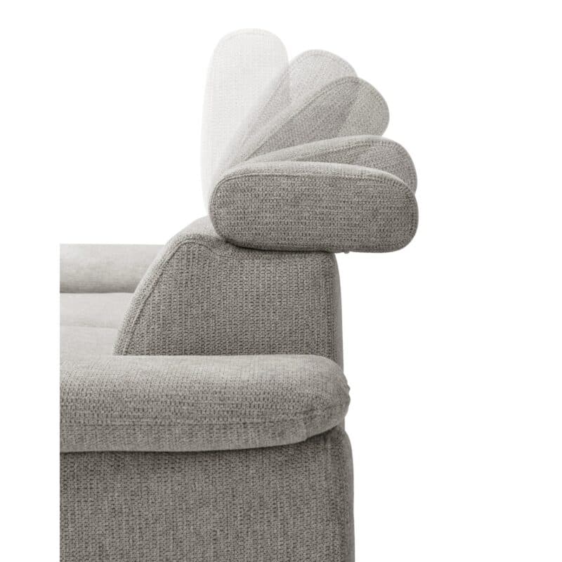 Trendstore Ezra Ecksofa in Bezug Argon taupe - Detail manuelle Kopfteilverstellung