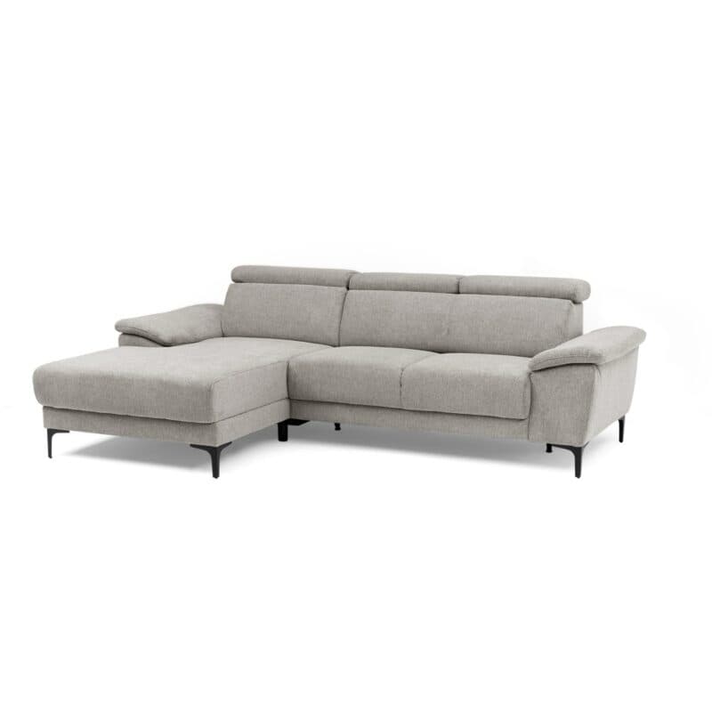 Trendstore Ezra Ecksofa in Bezug Argon taupe mit manueller Kopfteilverstellung, automatischer Sitztiefenverstellung und Relaxfunktion - Ottomane links