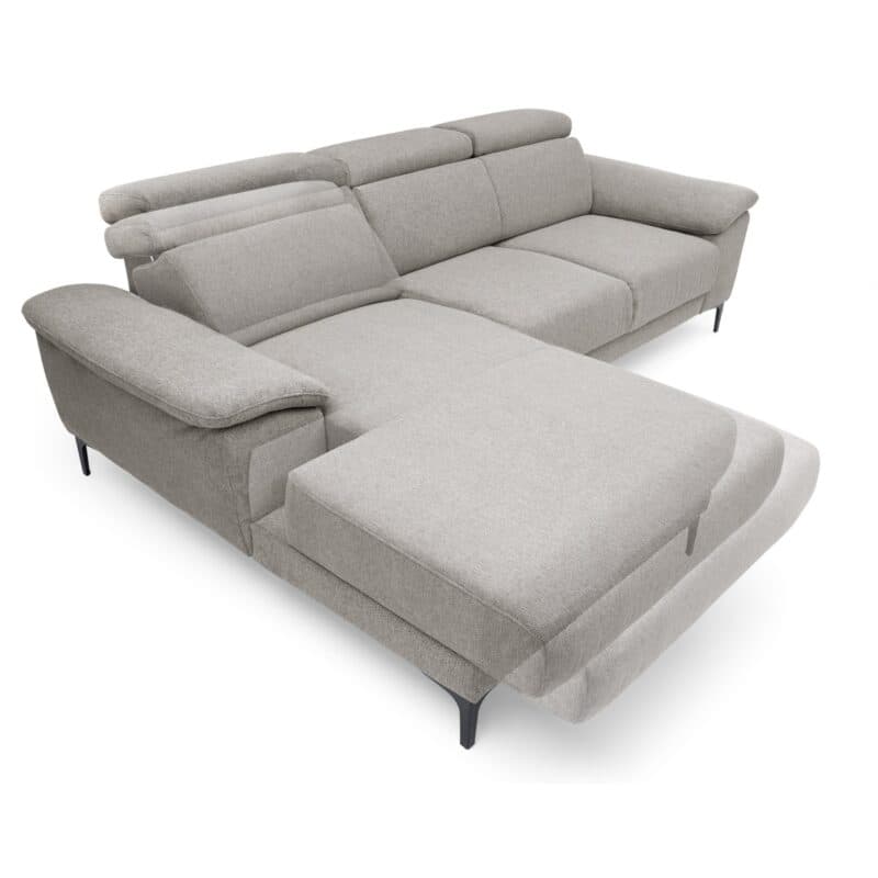 Trendstore Ezra Ecksofa in Bezug Argon taupe - Detail automatische Relaxfunktion