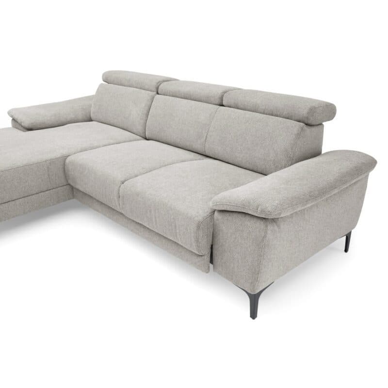 Trendstore Ezra Ecksofa in Bezug Argon taupe - Detail automatische Sitztiefenverstellung