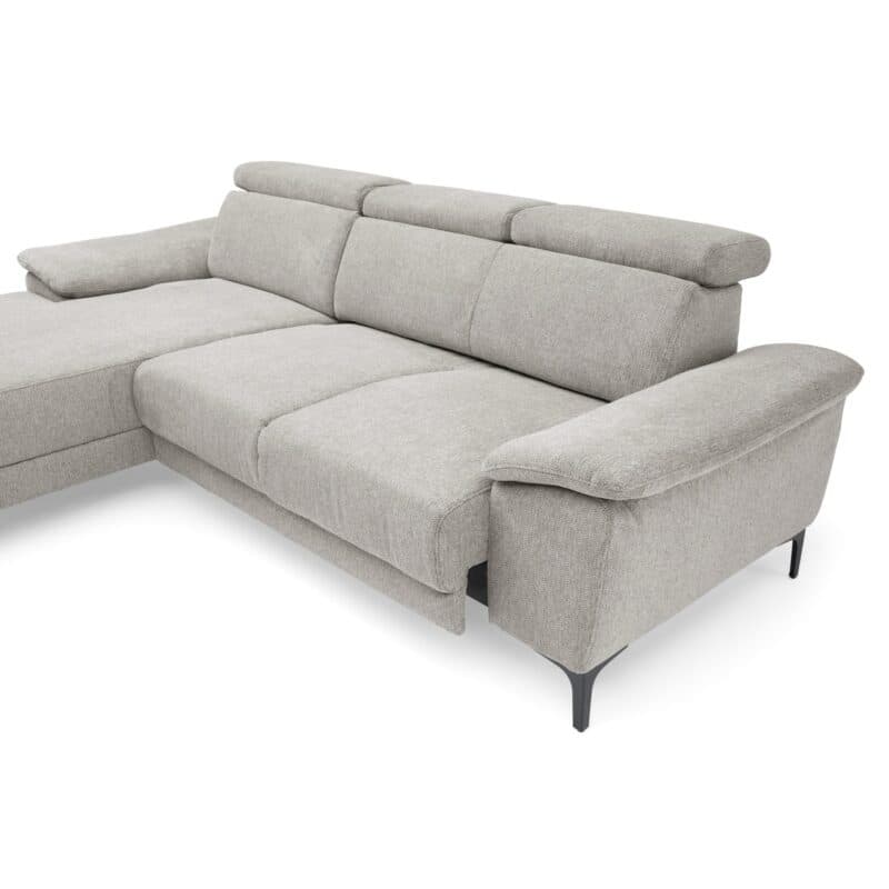 Trendstore Ezra Ecksofa in Bezug Argon taupe - Detail automatische Sitztiefenverstellung