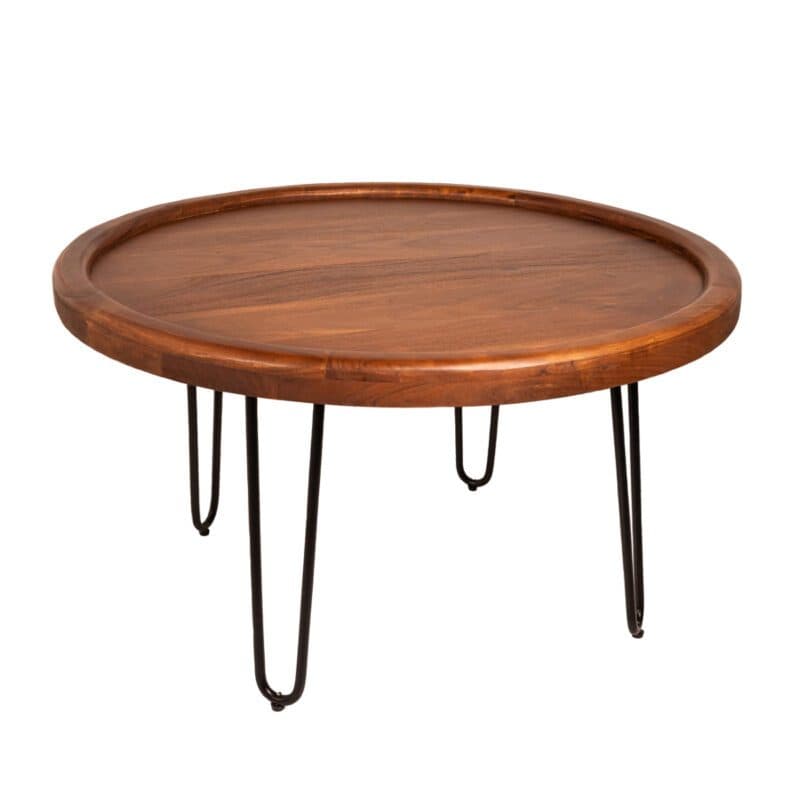 Liadomo Bettina Couchtisch aus Akazie massiv nussfarben, Durchmesser ca. 80 cm