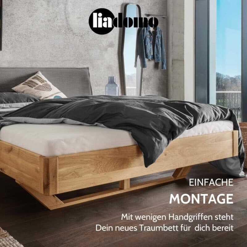 Liadomo Thessaloniki Massivholzbett aus Wildeiche USP einfache Montage