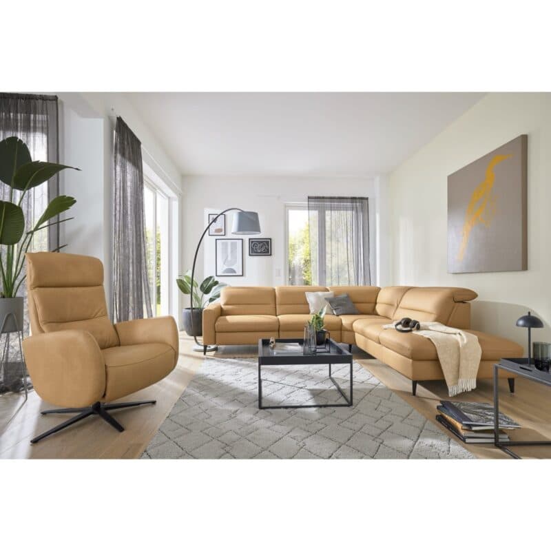 Musterring JustB! CT100 Couchtisch M102 in furnierter Eiche, schwarz - Wohnbeispiel