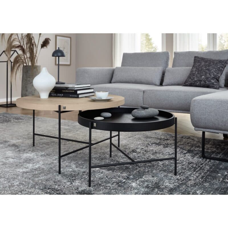 Musterring JustB! CT100 Couchtisch M111 mit abnehmbarem Tablett in Schwarz - Wohnbeispiel
