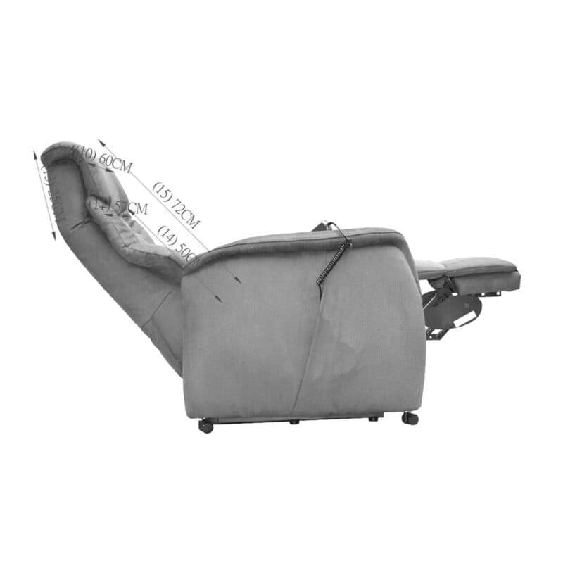 Louming Marlo Fernsehsessel in Bezug Style 170 beige/braun mit 2-motorischer Funktion und Aufstehhilfe - Maßskizze Funktion