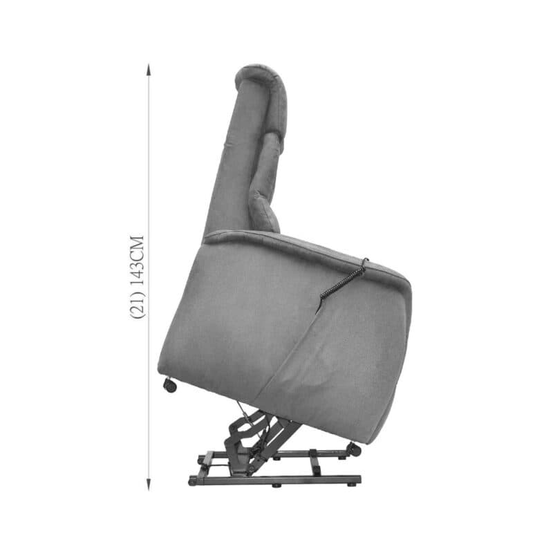 Louming Marlo Fernsehsessel in Bezug Style 170 beige/braun mit 2-motorischer Funktion und Aufstehhilfe - Maßskizze Funktion