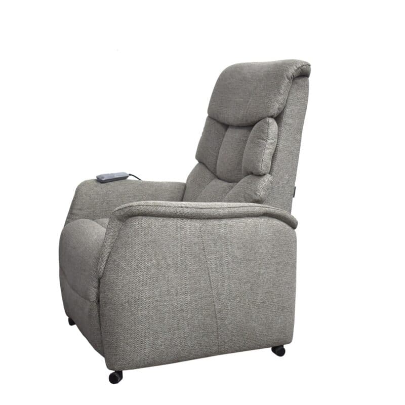 Louming Marlo Fernsehsessel in Bezug Style 170 beige/braun mit 2-motorischer Funktion und Aufstehhilfe - schräg