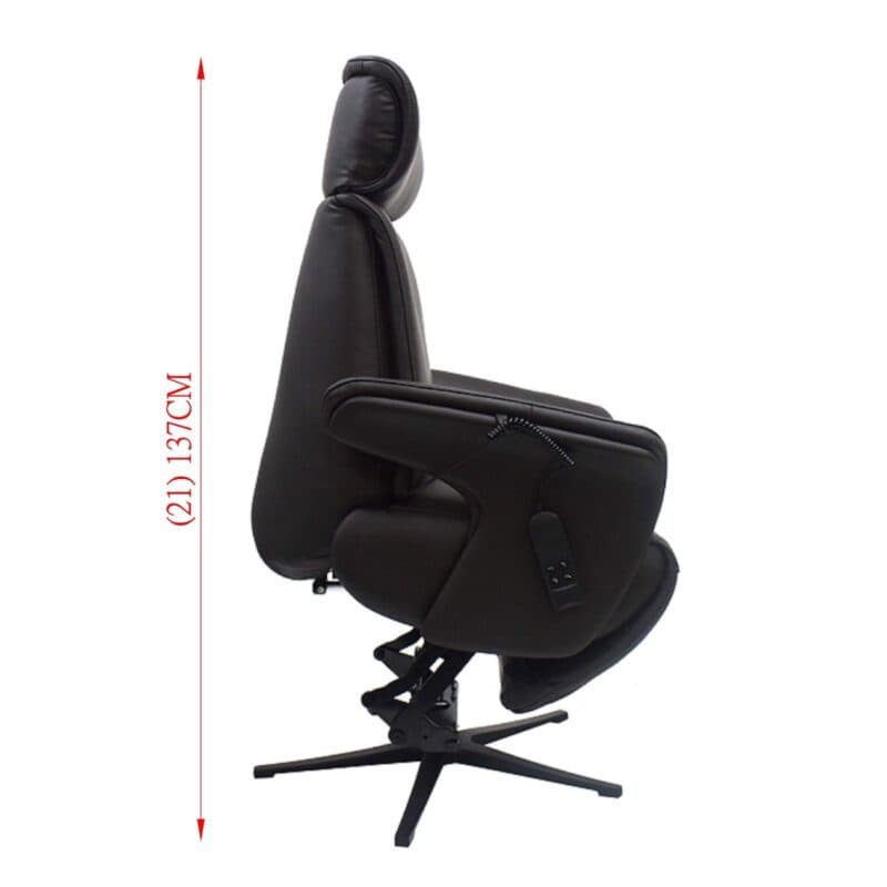 Louming Mathis in Leder chocolat mit Liftfunktion - Maßskizze