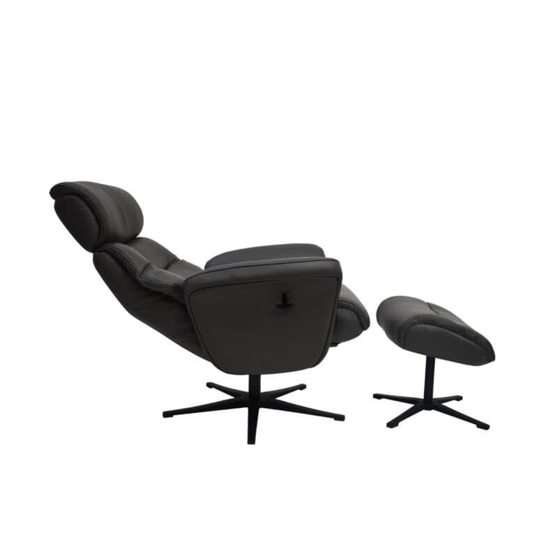 Louming Mio Relaxsessel mit Hocker in Leder dunkelgrau