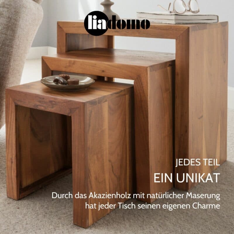 Liadomo Bianca Beistelltisch Set 3-teilig USP jedes Teil ein Unikat