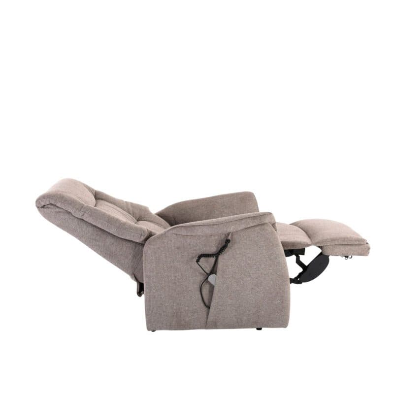 Louming Malek TV- Sessel in Bezug Belfast 04 braun mit 2-motorischen Funktionen und Fernbedienung - Liegeposition