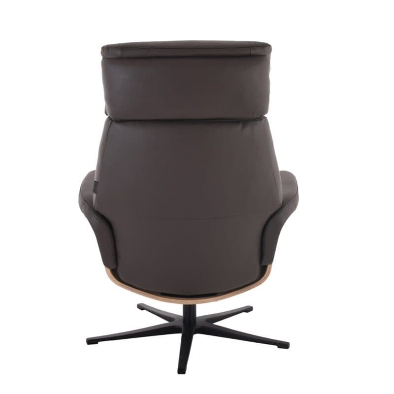 Louming Moani Relaxsessel in Bezug Leder dunkelbraun mit Schale in Eiche Furnier - Rückseite