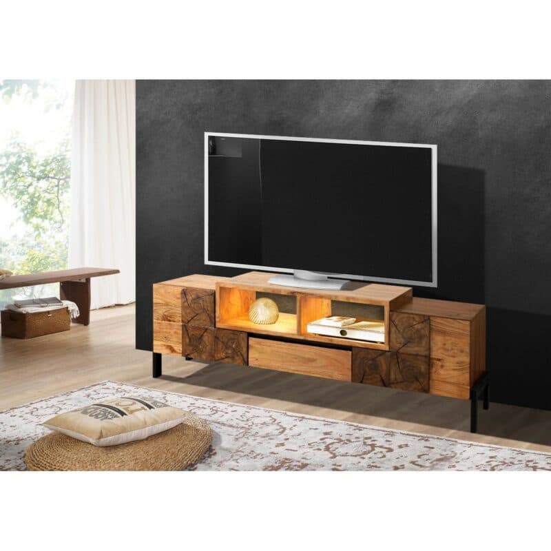 Liadomo Leon Lowboard aus Akazie mit LED-Beleuchtung - Wohnbeispiel