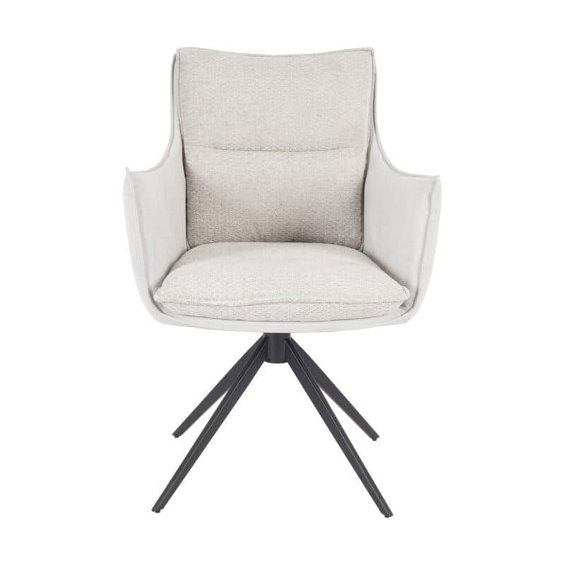 Louming Mandy Armlehnstuhl mit Bezügen in Silbergrau - fronal