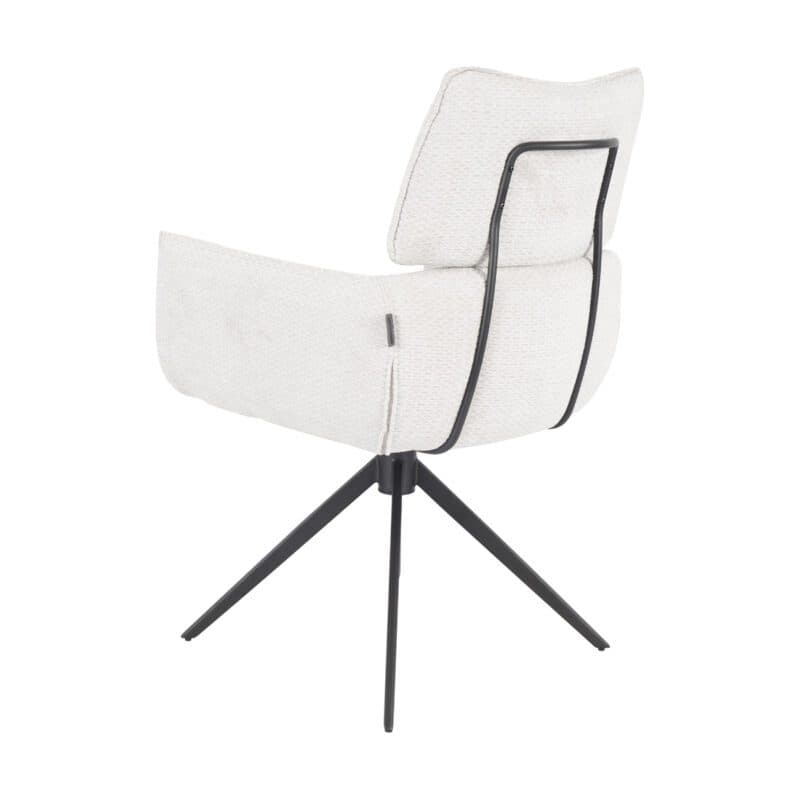 Louming Margit Armlehnstuhl mit Drehfunktion und Bezug in Silber - von hinten