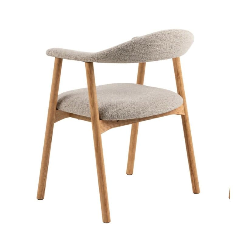 Liadomo Abena Armlehnstuhl aus Eiche mit Bouclé-Bezug in Beige - Perspektivansicht von hinten