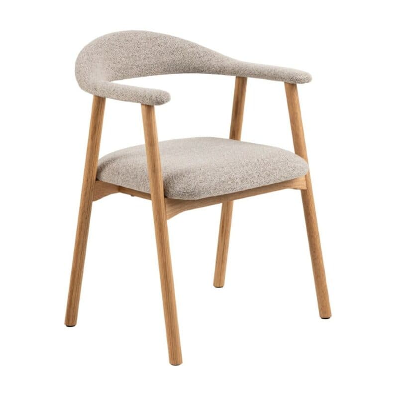 Liadomo Abena Armlehnstuhl aus Eiche mit Bouclé-Bezug in Beige - Perspektivansicht