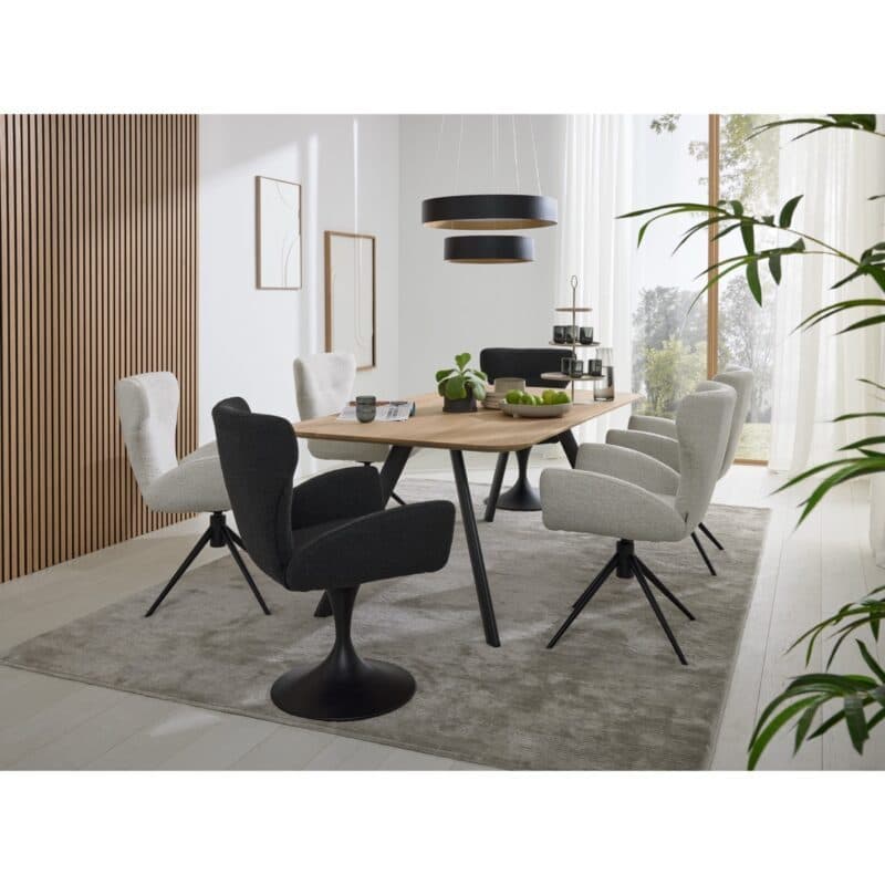 Musterring JustB! SP100 eckiger Esstisch mit Platte und Metallgestell in Schwarz - Wohnbeispiel