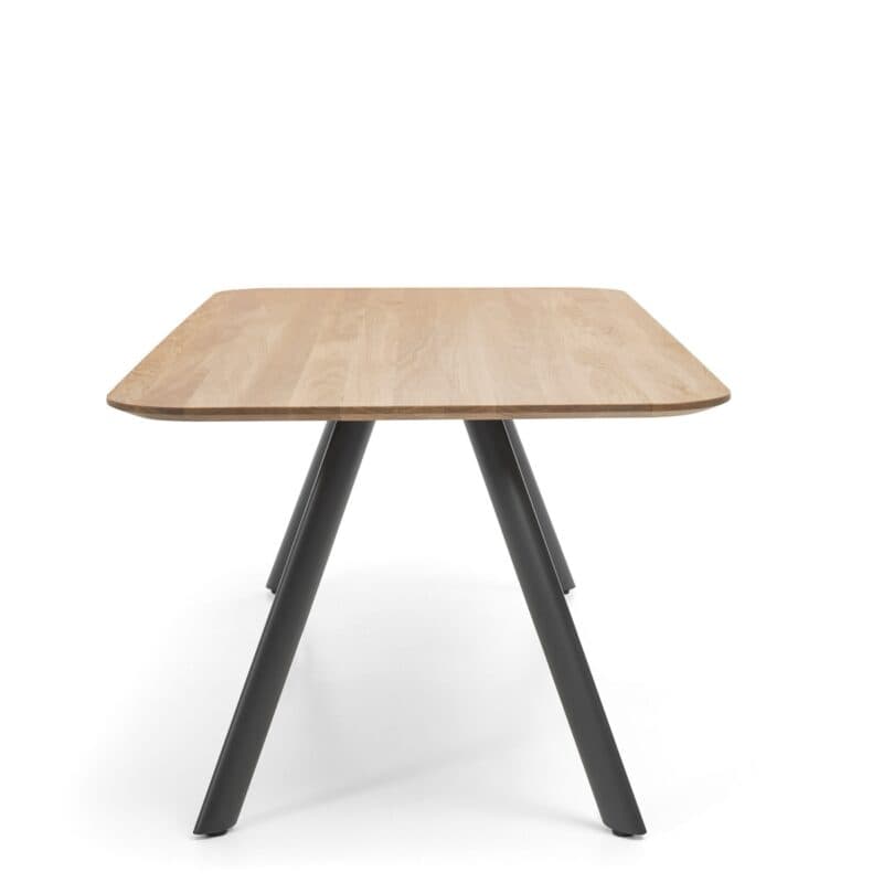 Musterring JustB! SP100 eckiger Esstisch mit Platte und Metallgestell in Schwarz - Seitenansicht