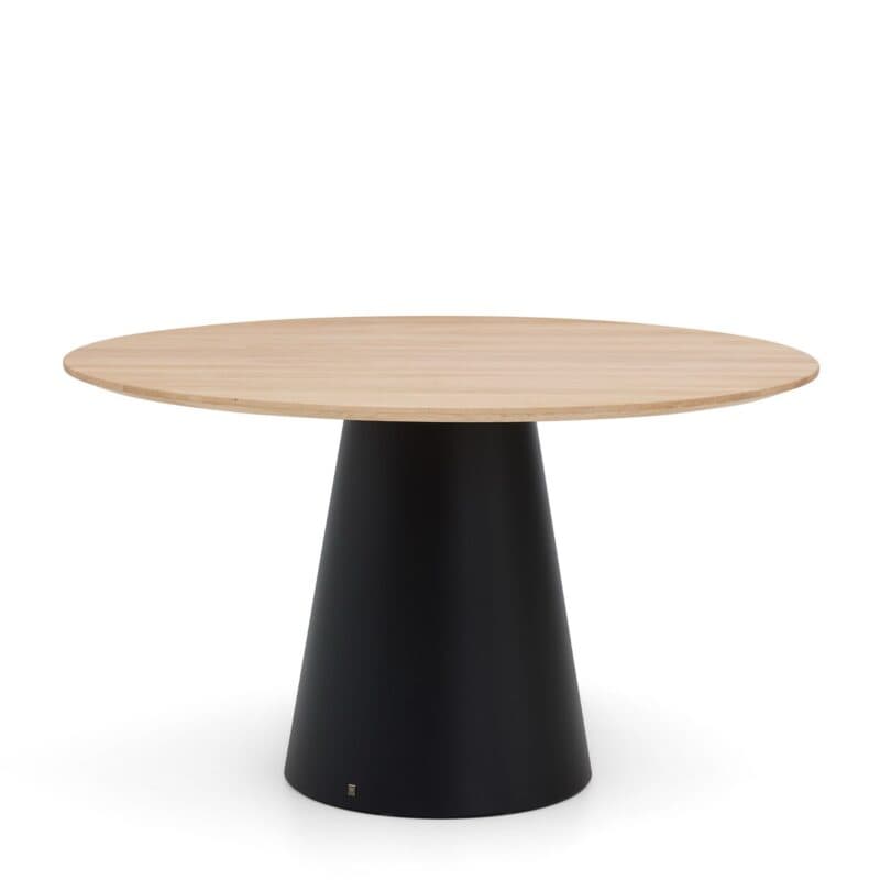 Musterring JUSTB! SP150 runder Esstisch mit Eiche-Platte und Kegelfuß aus Metall in Schwarz