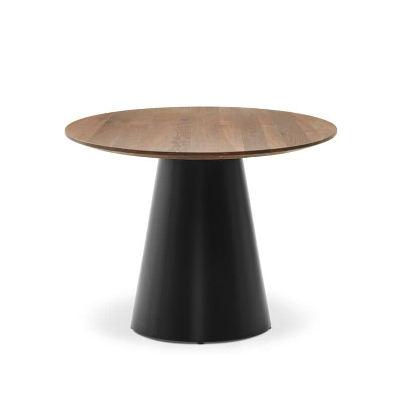 Musterring JUSTB! SP150 runder Esstisch mit Nussbaum-Platte und Kegelfuß aus Metall in Schwarz