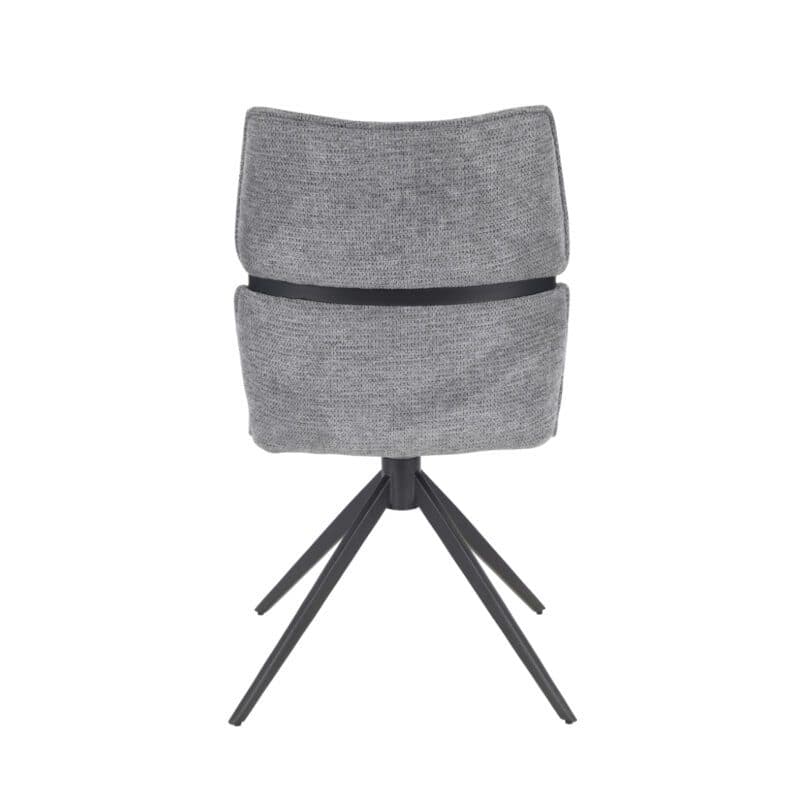 Louming Marja Polsterstuhl mit Bezug in Textilgewebe Lord 15 grau und Holzapplikation in der Rückenlehne