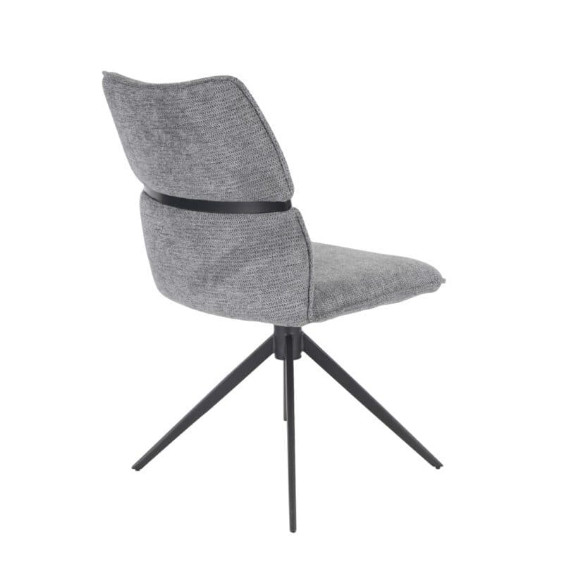 Louming Marja Polsterstuhl mit Bezug in Textilgewebe Lord 15 grau und Holzapplikation in der Rückenlehne