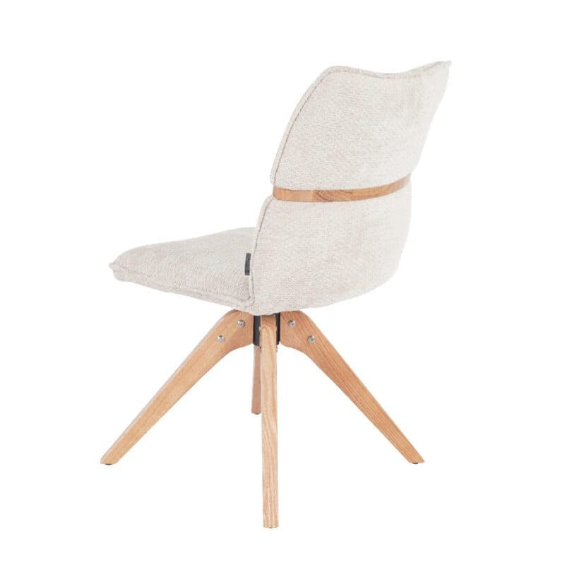 Louming Marou Polsterstuhl mit Bezug in Textilgewebe Retro Bliss 03 beige und Holzapplikation in der Rückenlehne