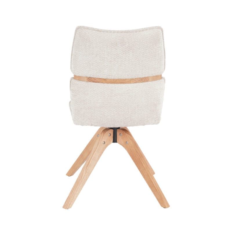 Louming Marou Polsterstuhl mit Bezug in Textilgewebe Retro Bliss 03 beige und Holzapplikation in der Rückenlehne