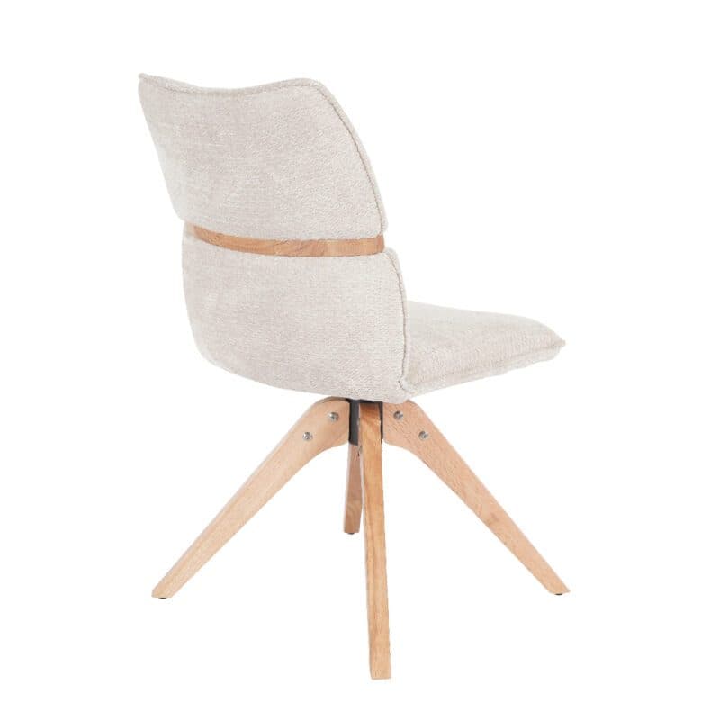 Louming Marou Polsterstuhl mit Bezug in Textilgewebe Retro Bliss 03 beige und Holzapplikation in der Rückenlehne