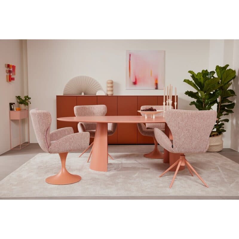 Musterring JustB! SP150 Schalensessel mit Bezug Jacquard Lodge blush und Metallgestellen Lack blush - Wohnbeispiel