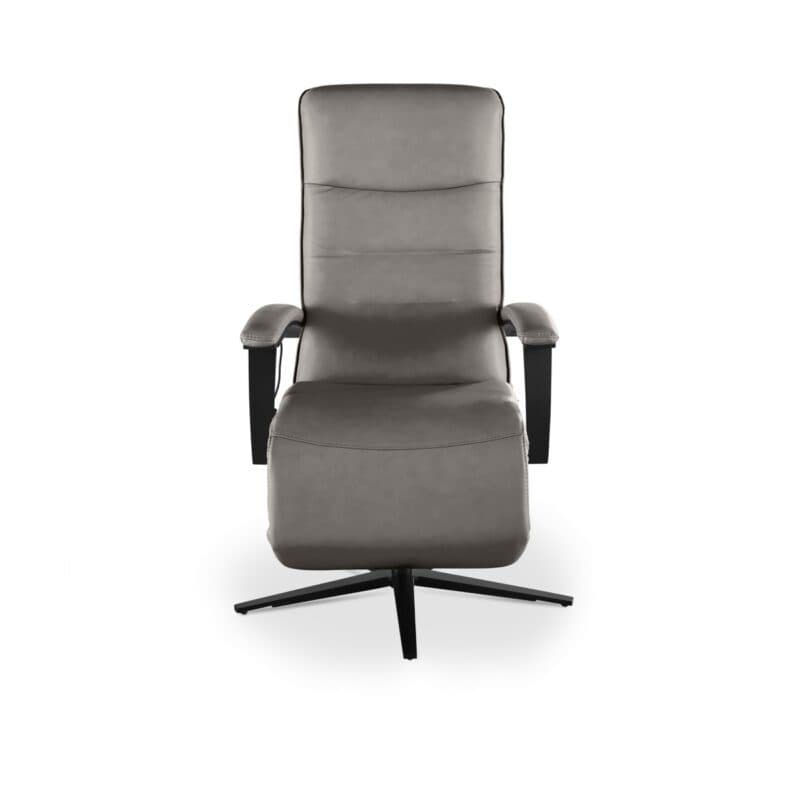 Musterring Nils Relaxsessel in Bezug Leder Vivre grau und Gestell in schwarz pulverbeschichtet - Frontansicht