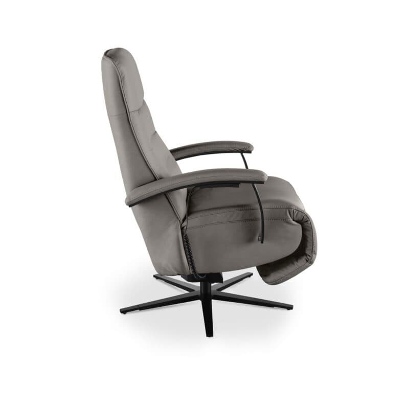 Musterring Nils Relaxsessel in Bezug Leder Vivre grau und Gestell in schwarz pulverbeschichtet - Seitenansicht