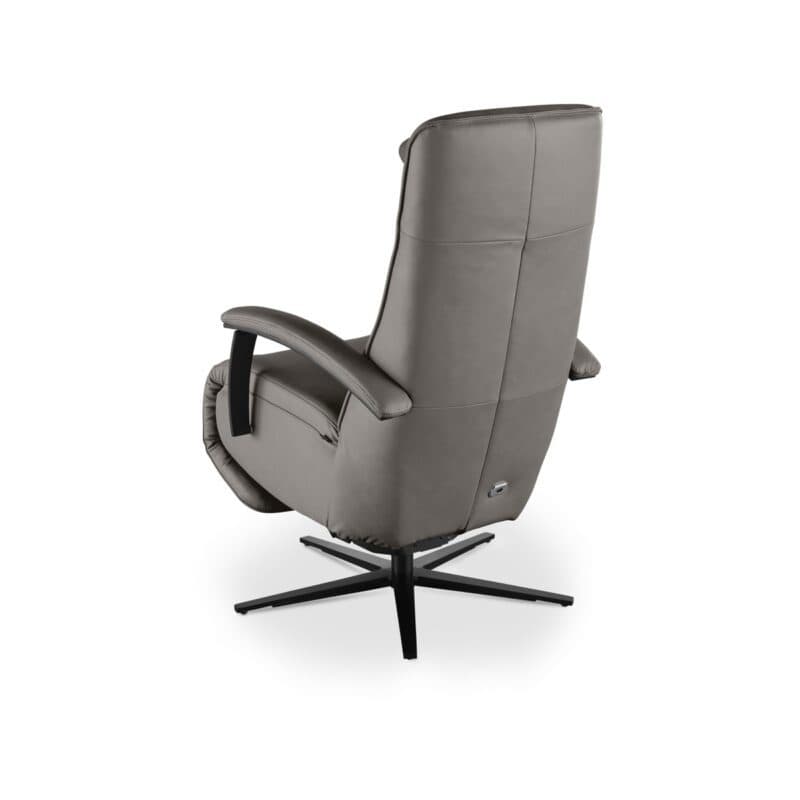 Musterring Nils Relaxsessel in Bezug Leder Vivre grau und Gestell in schwarz pulverbeschichtet - Rückseite - ohne Kabel