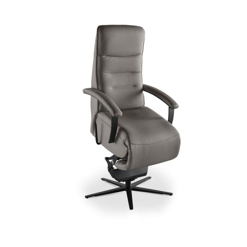 Musterring Nils Relaxsessel in Bezug Leder Vivre grau mit 3-motorischer Funktion inkl. Aufstehhilfe - Perspektivansicht