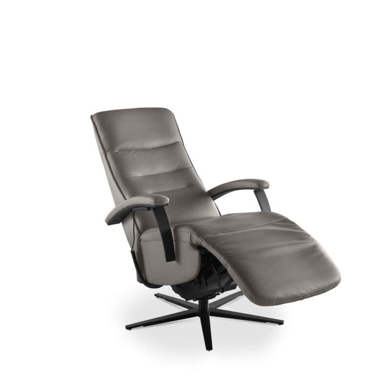 Musterring Nils Relaxsessel in Bezug Leder Vivre grau mit 3-motorischer Funktion - Perspektivansicht