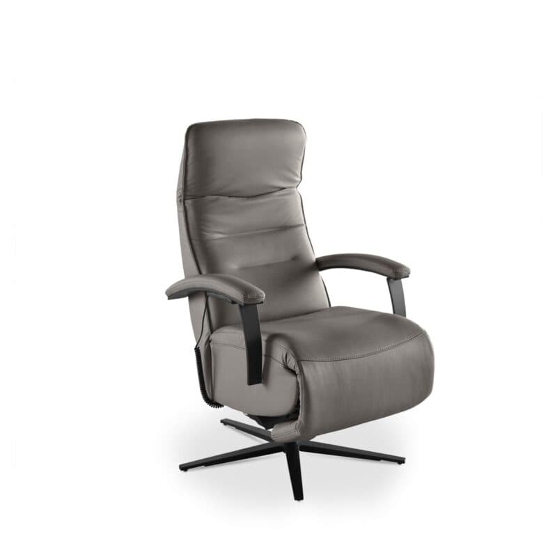 Musterring Nils Relaxsessel in Bezug Leder Vivre grau mit 3-motorischer Funktion inkl. Kopfteilverstellung - Perspektivansicht