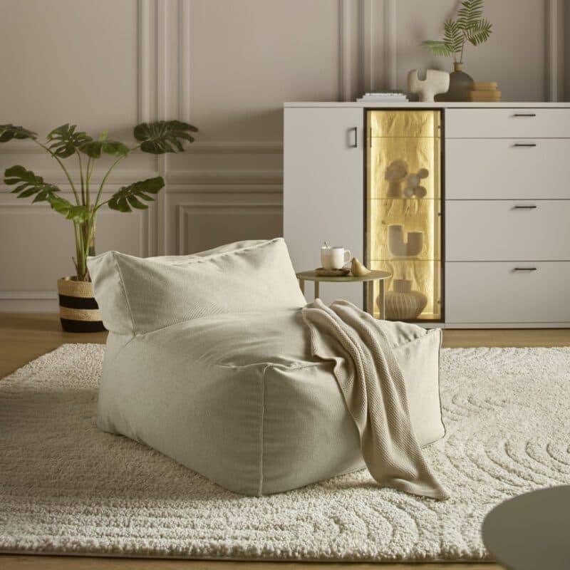 Musterring Pamela Sitzsack in Bezug Textilgewebe Simply Clean nature - Wohnbeispiel