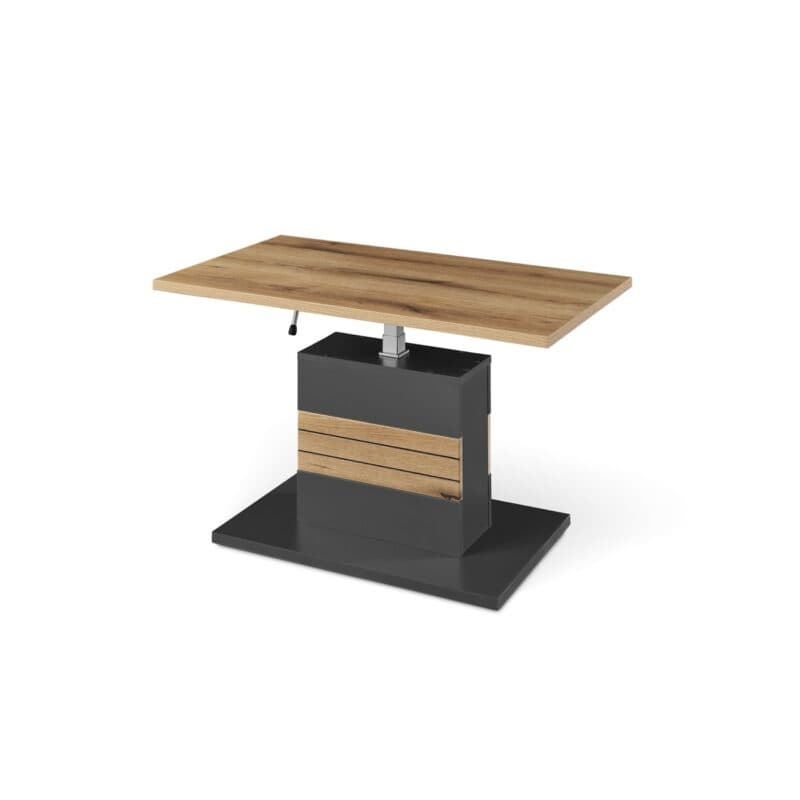 set one by Musterring Quincy Couchtisch mit Liftmechanik - Dekor Anthrazit Absetzung in Eiche Nachbildung - Funktion ausgefahren