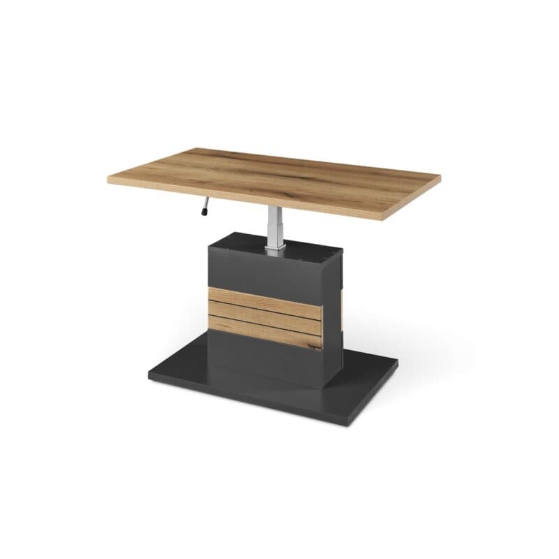 set one by Musterring Quincy Couchtisch mit Liftmechanik - Dekor Anthrazit Absetzung in Eiche Nachbildung - Funktion ausgefahren