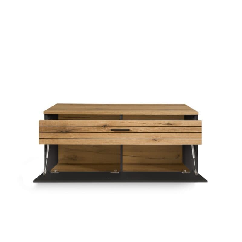 set one by Musterring Quincy TV- Lowboard mit 1 Schubkasten, 1 Klappe - Dekor Anthrazit Absetzung in Eiche Nachbildung
