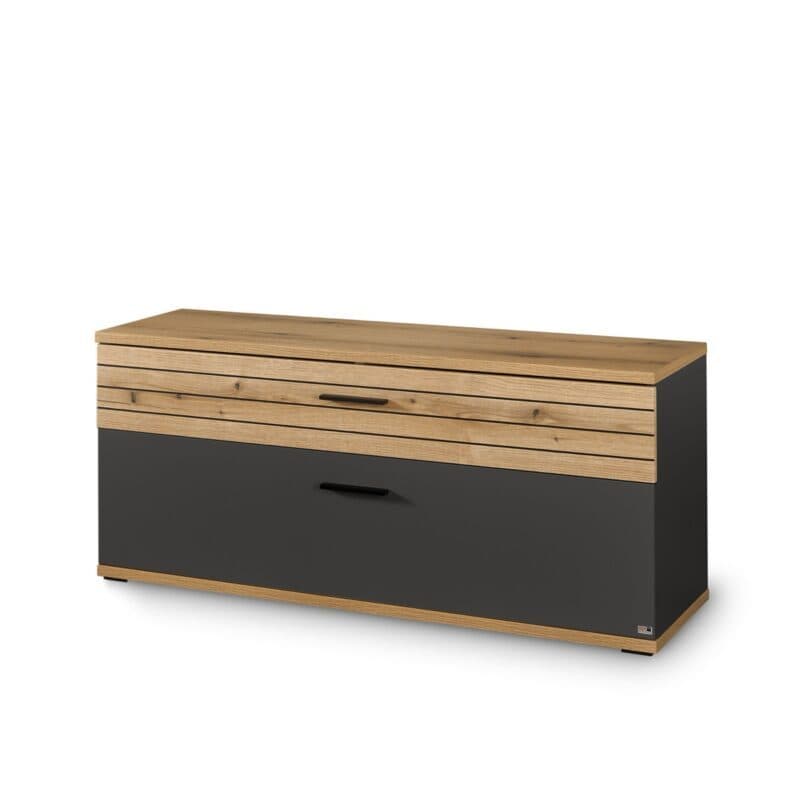 set one by Musterring Quincy TV- Lowboard mit 1 Schubkasten, 1 Klappe - Dekor Anthrazit Absetzung in Eiche Nachbildung