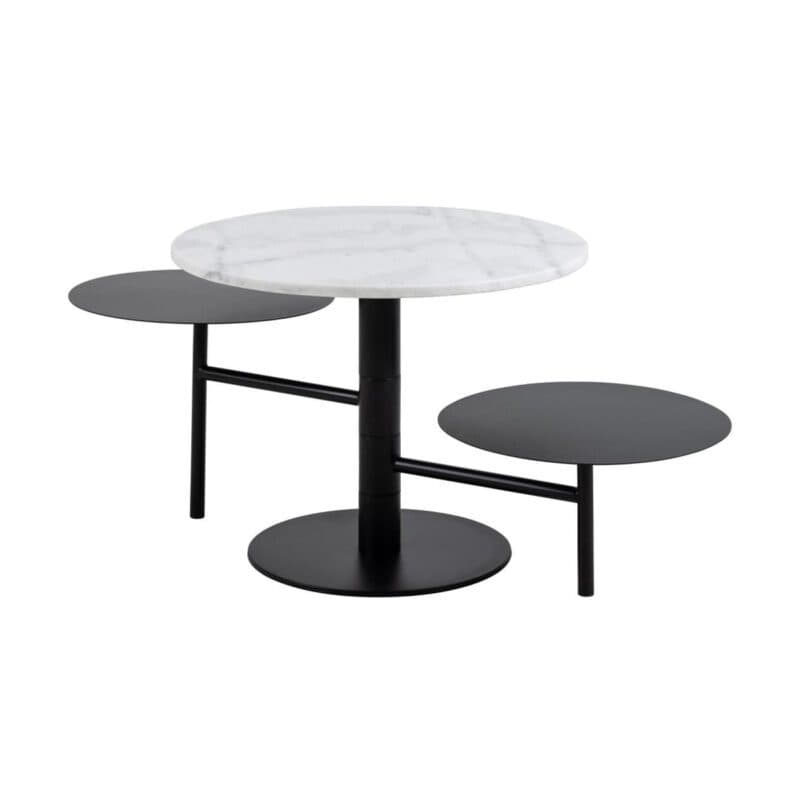 Liadomo Abione Couchtisch mit Marmorplatte und zwei beweglichen Metallplatten