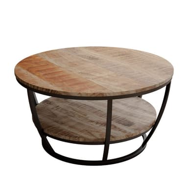 Liadomo Gianna Couchtisch aus massivem Mangoholz und Metallgestell - Perspektivansicht